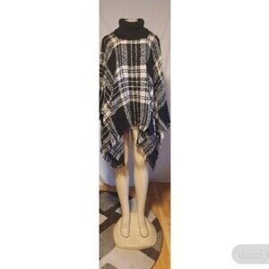 Black Plaid Poncho